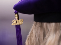 A close up of the 2018 graduation tassle